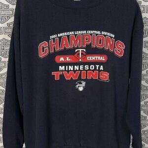Vintage 2002 Minnesota Twins A.L. Champions Crewneck Sweatshirt Adult Large